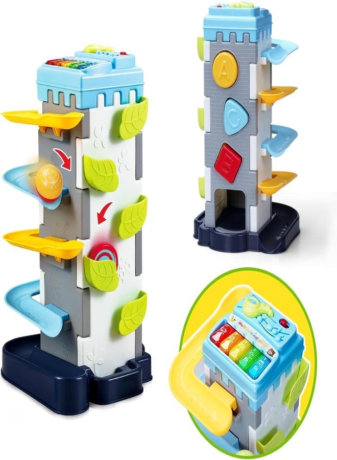 EXOMOON ألعاب برج الكرات للأطفال من إكسومون 4 في 1 مع موسيقى وأضواء، ألعاب تعليمية للأطفال من عمر 1-3 سنوات، لعبة تمييز الألوان وفرز الأشكال للأطفال من عمر 12-24 شهرًا، ألعاب إسقاط الكرات للأطفال من عمر سنة فما فوق، بنين وبنات - Image 1